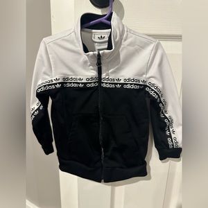 Black and white adidas track suit. Pants and jacket 2y-3y